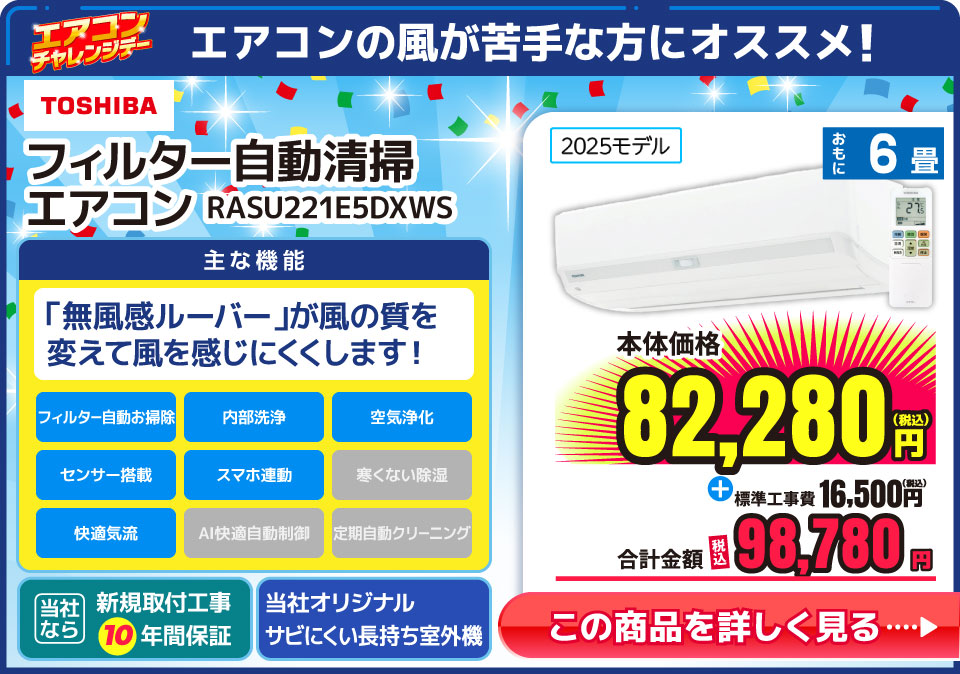 東芝 RASU221E5DXWS
